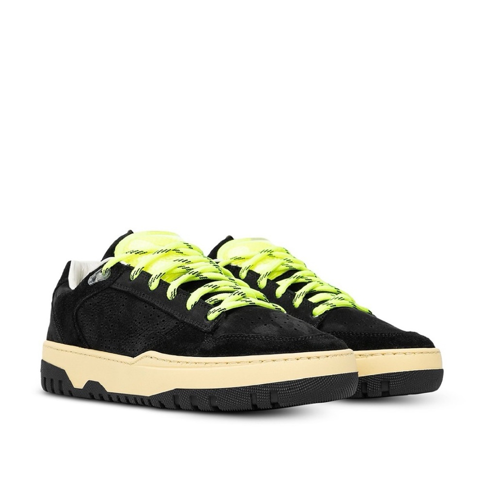 Black Sneakers with Neon Laces